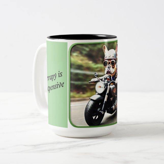 Therapy is Expensive Biker Dog Mug (Front Left)