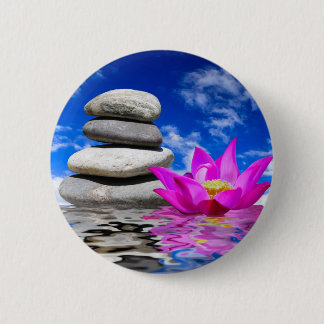 Therapy Rock Stones & Lotus Flower 2 Inch Round Button