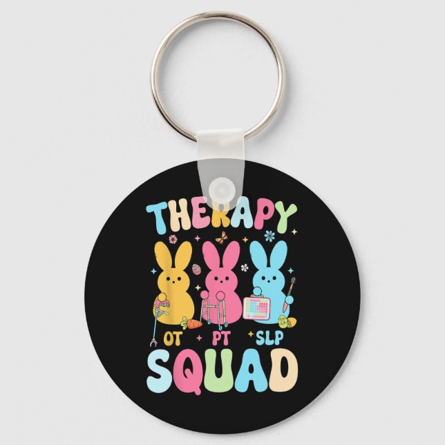 Therapy Squad Easter Day Slp Ot Pt Bunny Eggs Ther Keychain (Front)