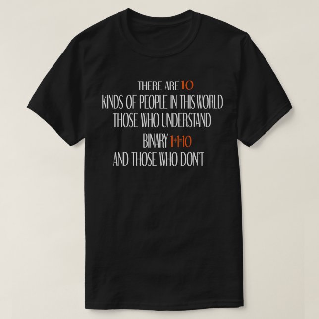 There Are 10 Kinds Of People Binary System Math Bi T-Shirt (Design Front)