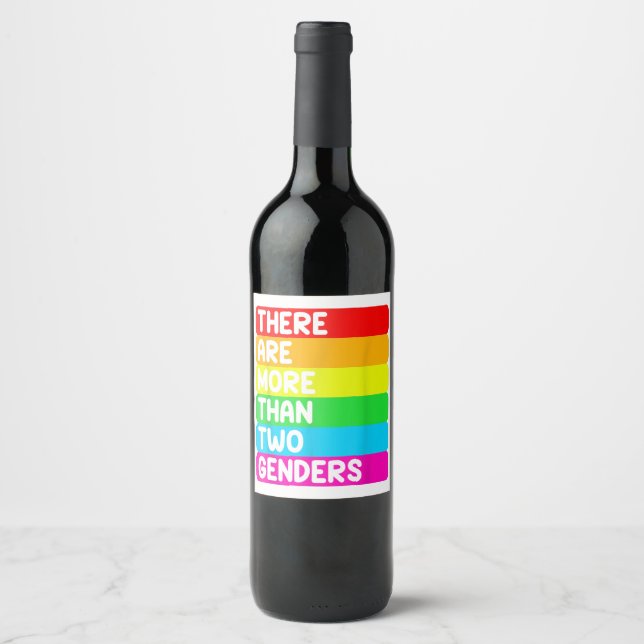 There are more than two sexes of LGBTQ rainbow fla Wine Label (Front)