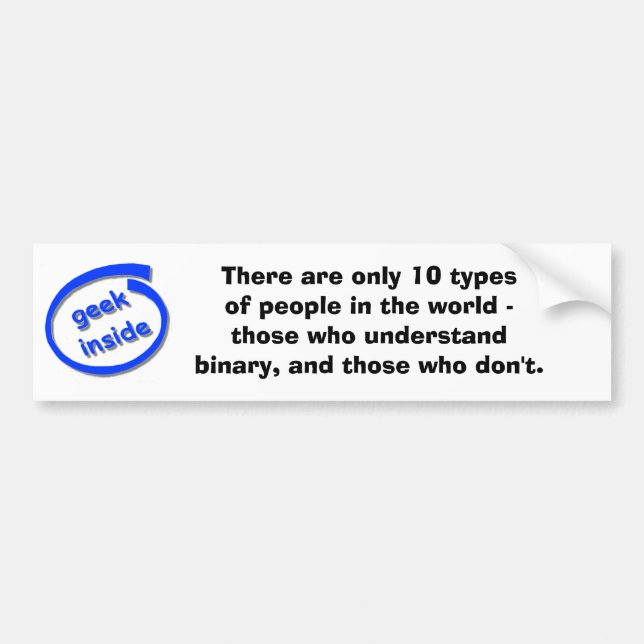 There are only 10 types  bumper sticker (Front)
