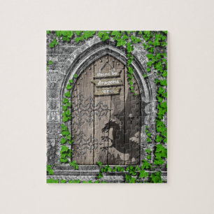 There be Dragons King Arthur Medieval Dragon Door Jigsaw Puzzle