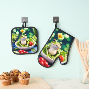 There Is A Frog In My Salad Oven Mitt & Pot Holder Set