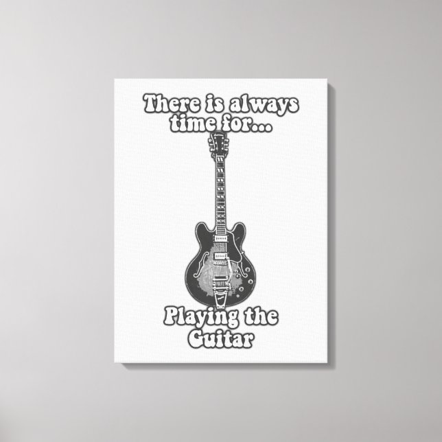 There is always time for playing the guitar. B&W Canvas Print (Front)