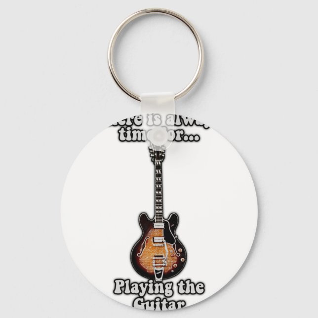 There is always time for playing the guitar. retro keychain (Front)