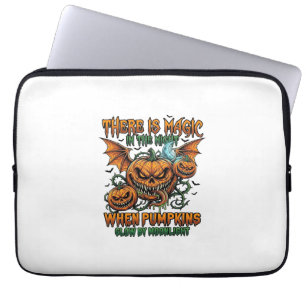 There Is Magic Halloween Monster Pumpkins Bat Wing Laptop Sleeve