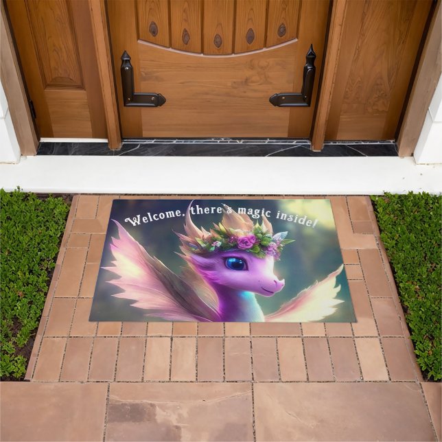 There is Magic Inside - Purple Fairy Dragon Doormat (Outdoor)