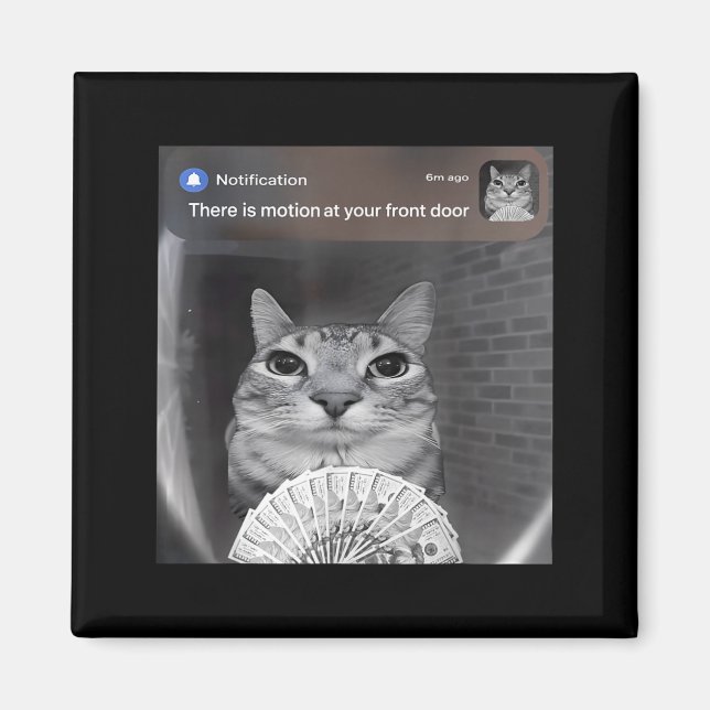 There Is Motion At Your Front Door Funny Cat Motio Magnet (Front)