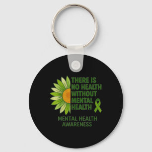 There Is No Health Without Mental Health Green Rib Keychain