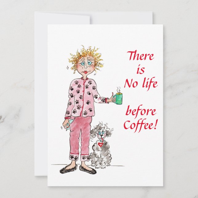 There is no life before coffee colour sketch  holiday card (Front)