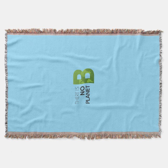 There is No Planet B – Green Earth Typography Throw Blanket (Front)