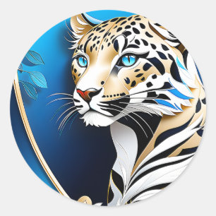 There is something about a leopard that is both re classic round sticker