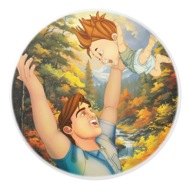 THERE IS THERE NOTHING LIKE A GOOD TUSSLE WITH DAD CERAMIC KNOB (Front)