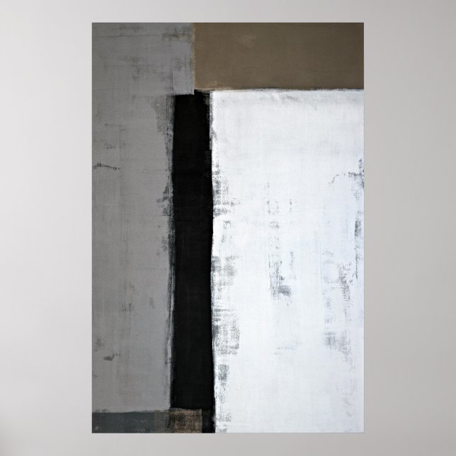 'There It Is' Grey and Brown Abstract Art Poster (Front)