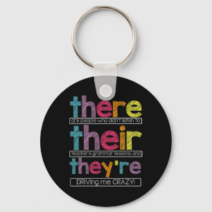 There Their They're English Grammar Teacher Funny Keychain
