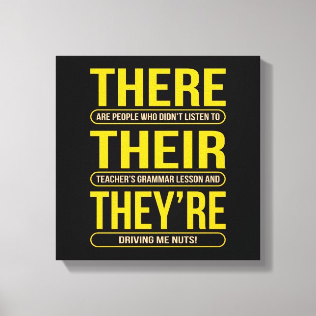 There Their They're English Language Teacher Canvas Print (Front)
