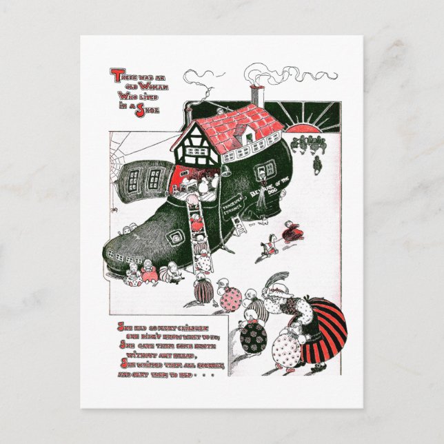 There Was an Old Woman Nursery Rhyme Postcard (Front)