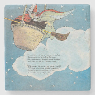 There was an old woman tossed in a basket, Rhyme Stone Coaster