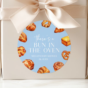 There's A Bun In The Oven Bread Baby Shower Classic Round Sticker