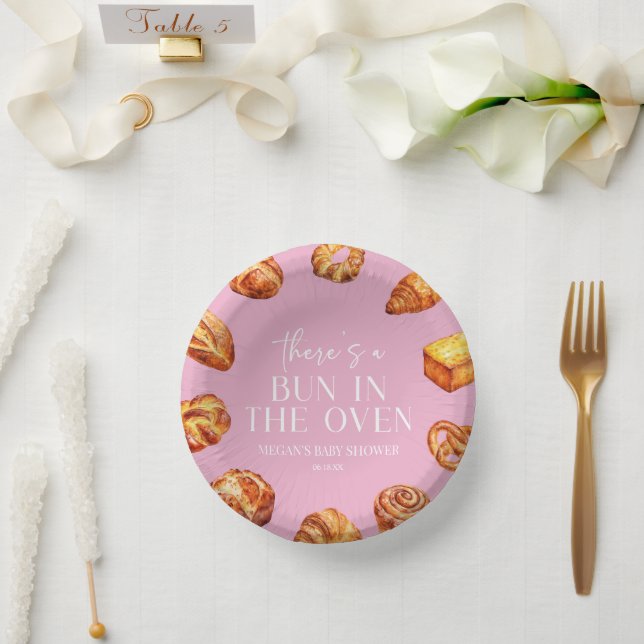 There's A Bun In The Oven Bread Baby Shower Paper Plate (Wedding)