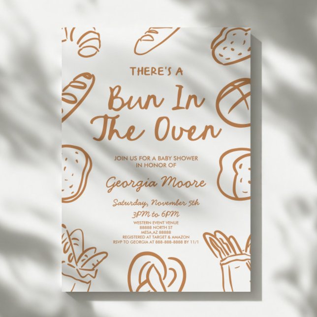There's A Bun In The Oven Whimsical Baby Shower Invitation (Creator Uploaded)
