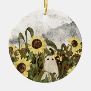 There's a ghost in the sunflower field again... ceramic ornament
