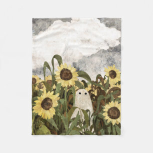 There's a ghost in the sunflower field again... fleece blanket