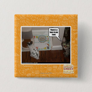 There's a hare in my food. 2 inch square button