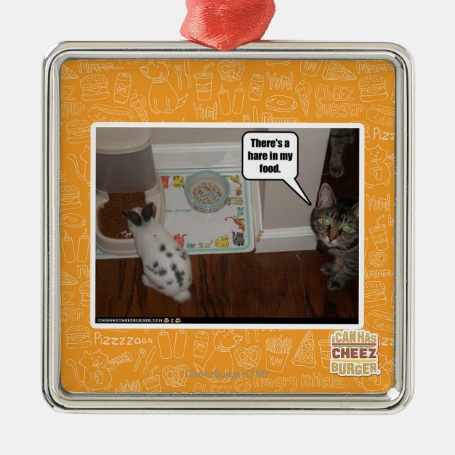 There's a hare in my food. metal ornament (Front)