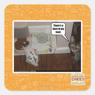 There's a hare in my food. square sticker