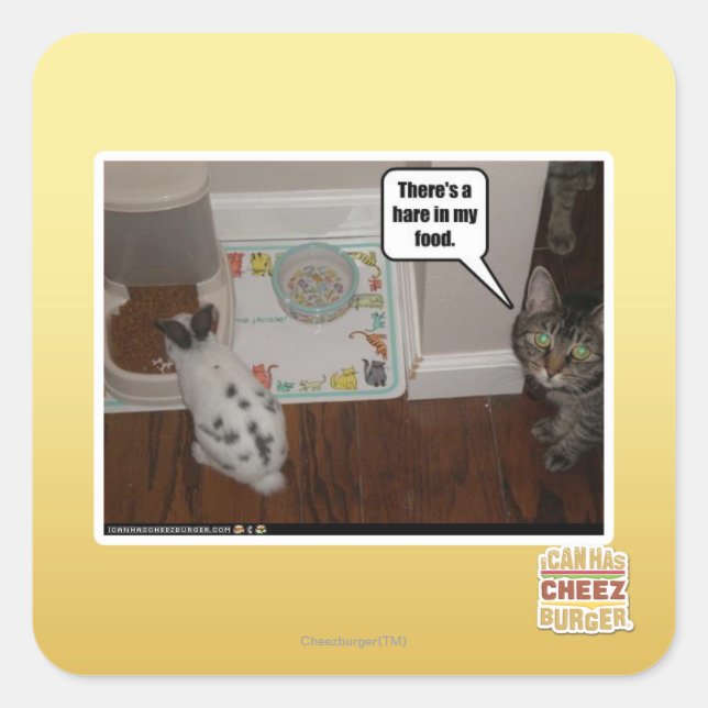There's a hare in my food. square sticker (Front)