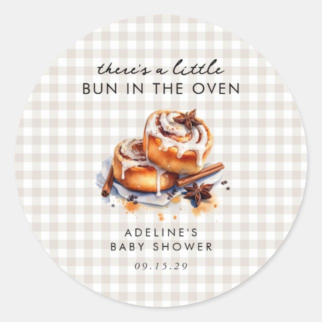 There's a little Bun in the Oven Baby Shower  Classic Round Sticker (Front)