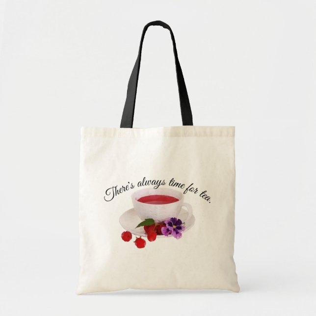 There's always time for tea, Raspberry Tea Tote Bag (Front)