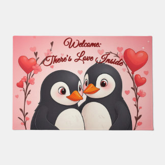 There's Love Inside: Penguin Love Welcome Mat