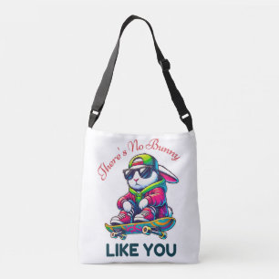 There's No Bunny Like You Cool Skateboarding Bunny Crossbody Bag