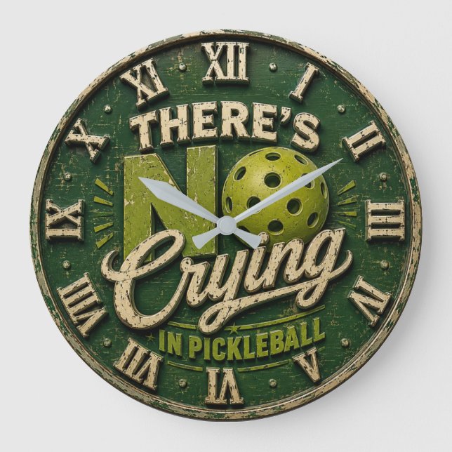 There's No Crying in Pickleball Large Clock (Front)