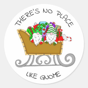 There's No Place like Gnome, Christmas Classic Round Sticker