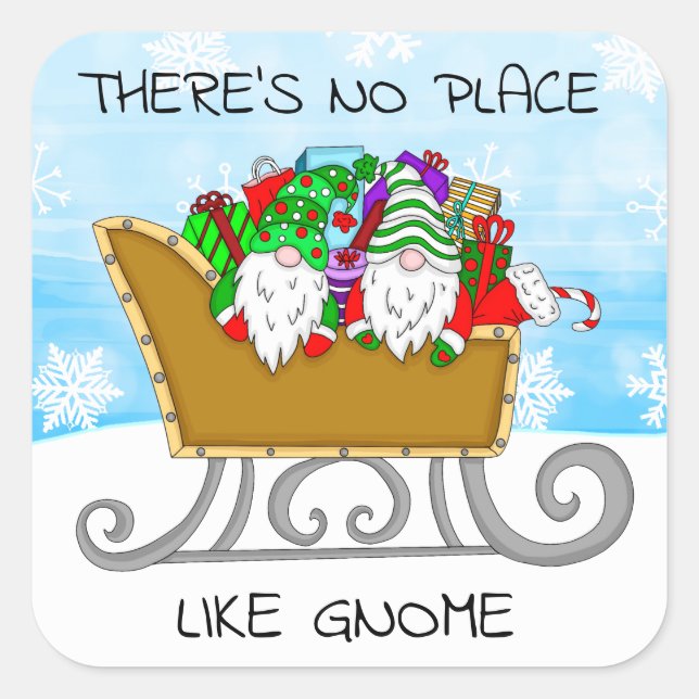 There's No Place like Gnome, Christmas    Square S Square Sticker (Front)