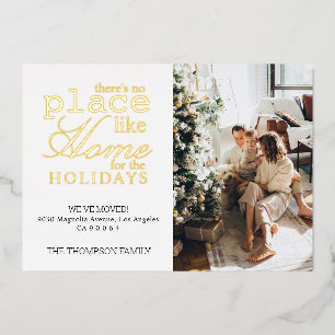 There's no Place Like Home Gold Photo Moving Foil Holiday Card