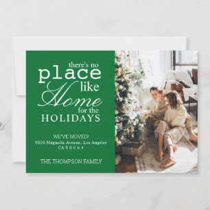 There's no Place Like Home Green Photo Moving Holiday Card