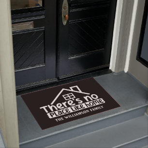 There's No Place Like Home Personalized Black Doormat