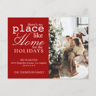 There's no Place Like Home Red Photo Moving Announcement Postcard