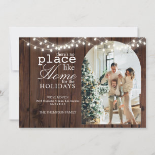 There's no Place Like Home Wood Photo Moving Holiday Card