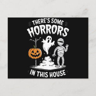 There's Some Horrors In This House Funny Halloween Postcard