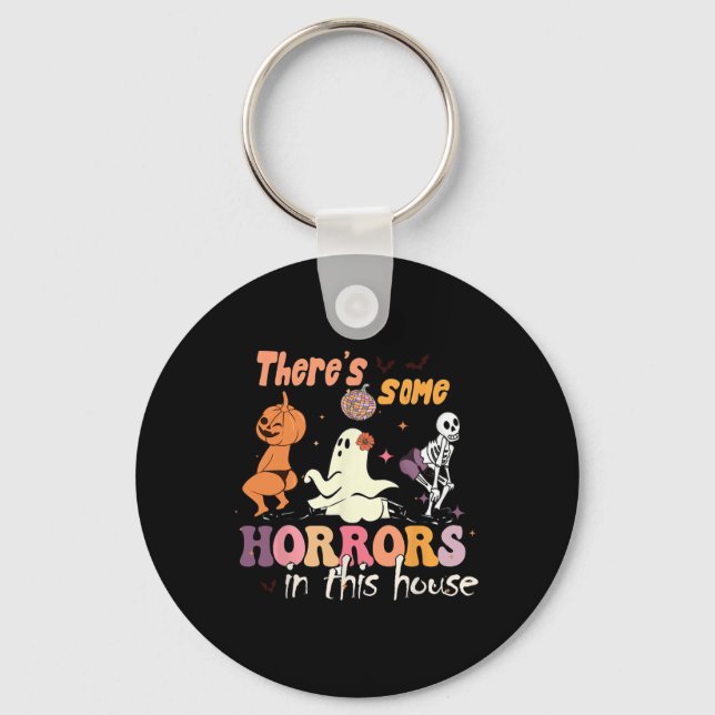 There's Some Horrors In This House Ghost Pumpkin H Keychain (Front)