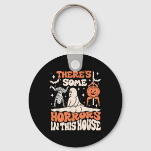 There's Some Horrors In This House Ghost Pumpkin H Keychain