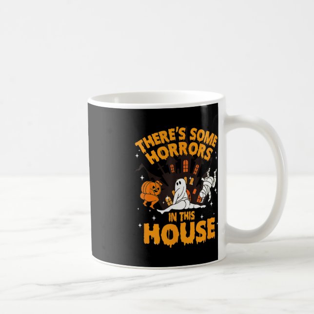 There's Some Horrors In This House Pumpkin Ghost H Coffee Mug (Right)
