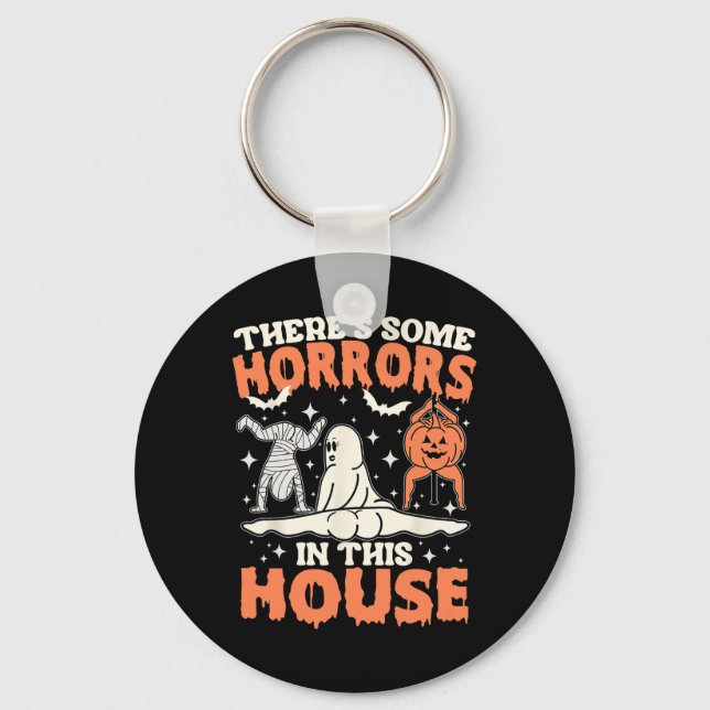 There's Some Horrors In This House Pumpkin Ghost H Keychain (Front)
