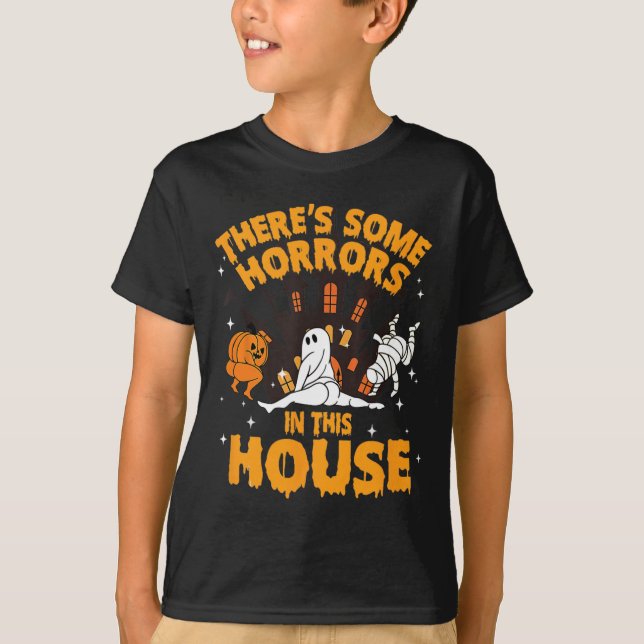 There's Some Horrors In This House Pumpkin Ghost H T-Shirt (Front)